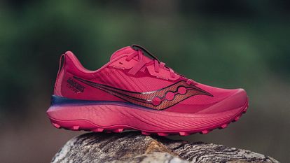 The Saucony Endorphin Edge, a trail running shoe.
